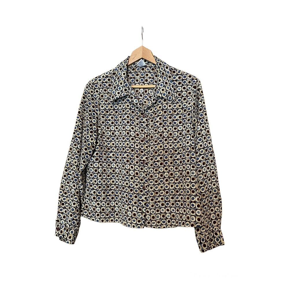 Vintage Regatta Womens Blouse Geometric‎ Retro USA Size Large L M